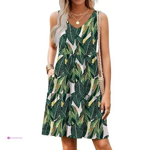 Hount Floral Sundress For Women Sleeveless Summer Casual Beach Dresses
