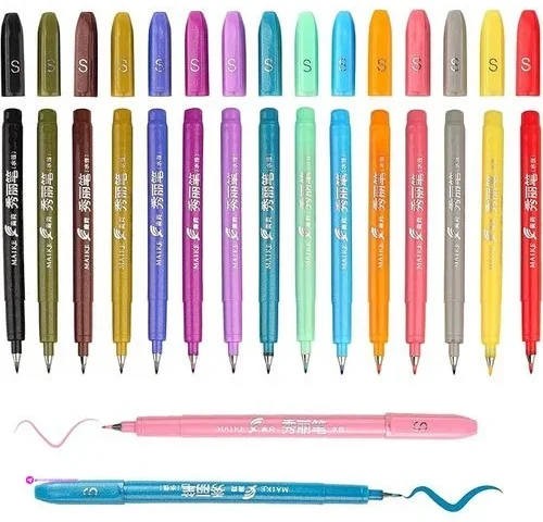 Maikedepot Felt Tip Pens 15pcs Calligraphy Pen Assorted Colors Sign