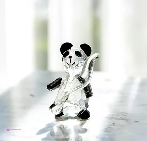 H D Hyaline Dora Cute Crystal Glass Panda Figurine With