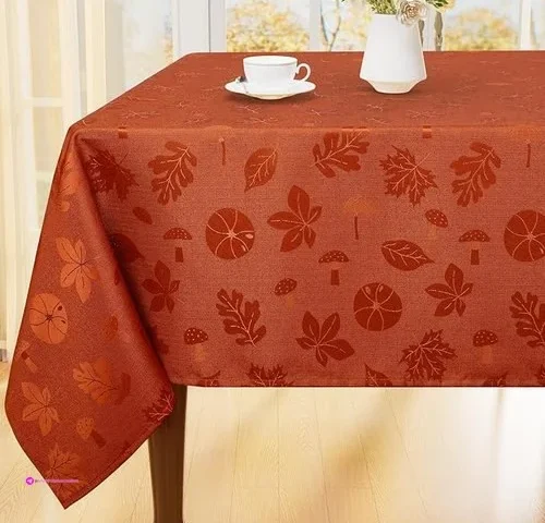 Moosfor Thanksgiving Tablecloth Rectangle 60×84 Inch Waterproof Autumn Pumpkin Mushroom