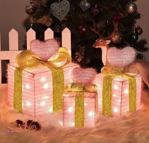 Wedding Decorations Light Up Gift Boxes With Pink Heart Light