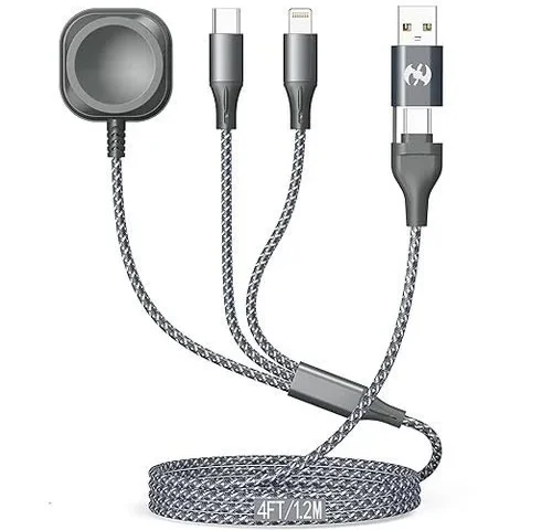 Multi Charging Cable For Apple Watch Charger 4ft Nylon Braided