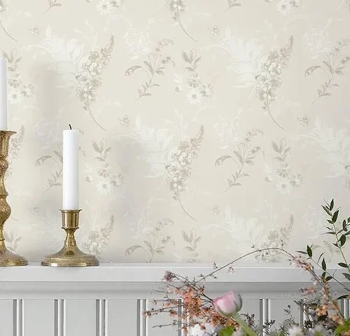 Heroad Beige Wallpaper Floral Peel And Stick Wallpaper Delicate Flower