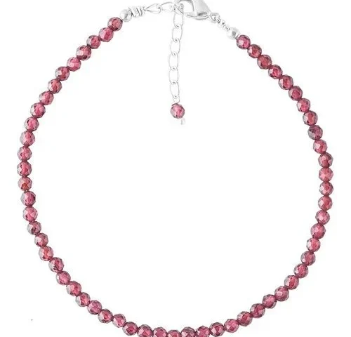 Sunshinegems Natural Red Garnet Faceted Gemstone Beads Dainty Bracelets Jewelry