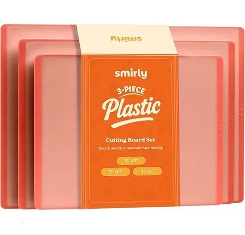 Smirly Plastic Cutting Board Set 3 Pieces Non-slip Dishwasher Safe
