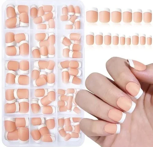 Bellelfin 150pcs French Tip Press On Nails Short Square French