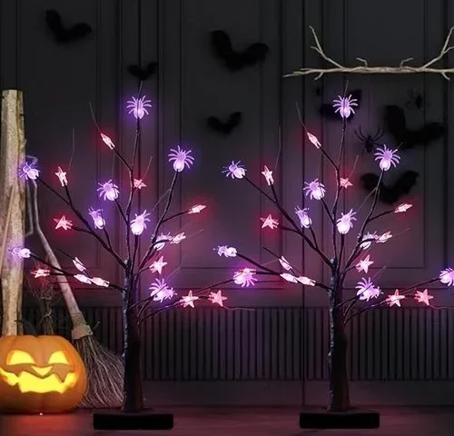 Hiptree 2-pack Lighted Halloween Christmas Fall Tree Decorations Indoor 2ft