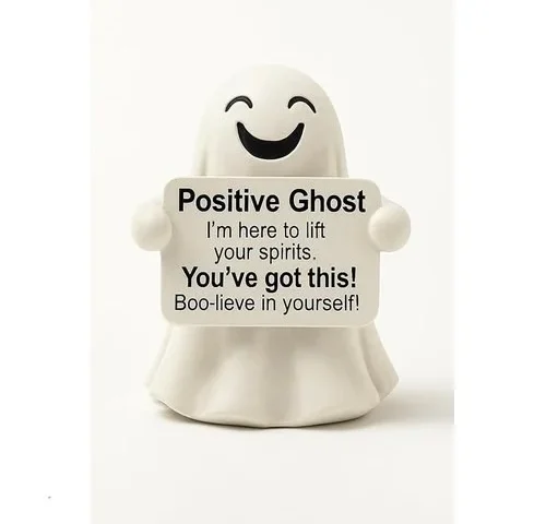 Istatue Positive Ghost Figurine 4 Inch Resin Halloween Decoration For