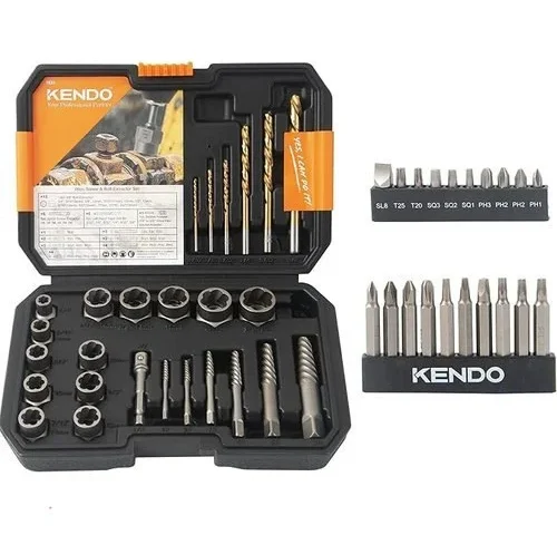 Kendo 46pc Hss Damaged Screw Extractor Set – Remover For