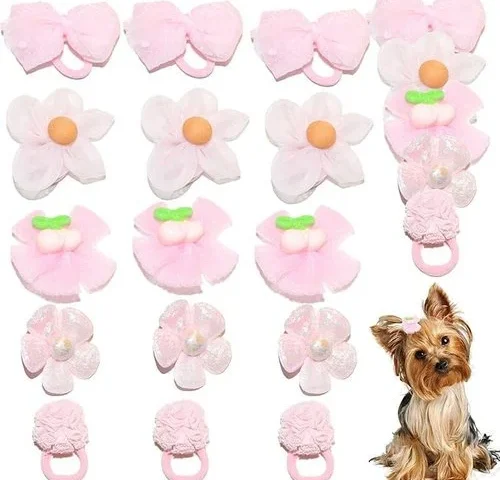 Zaabaazina 20pcs Dog Hair Bows Cute Puppy Hair Bows Flowers
