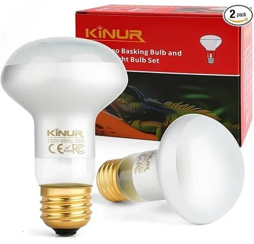 Kinur Reptile Heat Lamp Bulb-75w 2 Pack Uva Basking Light