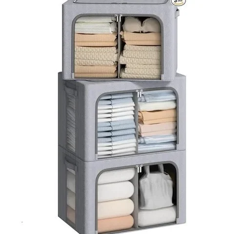 2pack Stackable Storage Bins Oxford Frame Storage Box With Clear