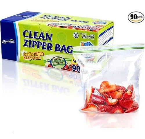 Clean Zipper Bag Medium 90 Bags Ldpe Bpa Free Food
