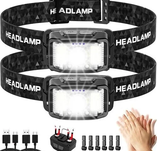 Headlamp Rechargeable 2 Pack 2000 Lumen Ultra Bright Led Headlamp