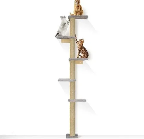 Pawscrat Wall-mounted Cat Tree 5 Tier Floor To Ceiling Cats