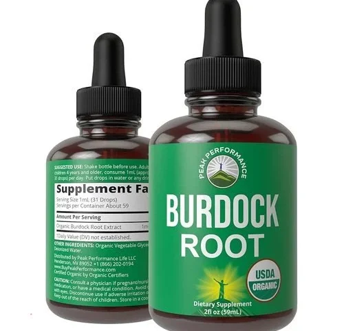 Peak Performance Usda Organic Burdock Root Liquid Drops Supplement Vegan