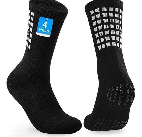 Permanently001 Black Non-slip Grip Soccer Socks Men Women Anti Slip