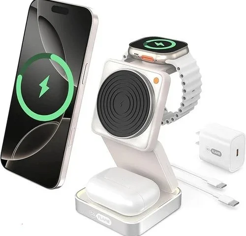 Soflame 3 In 1 Magnetic Wireless Charging Station For Mag-safe