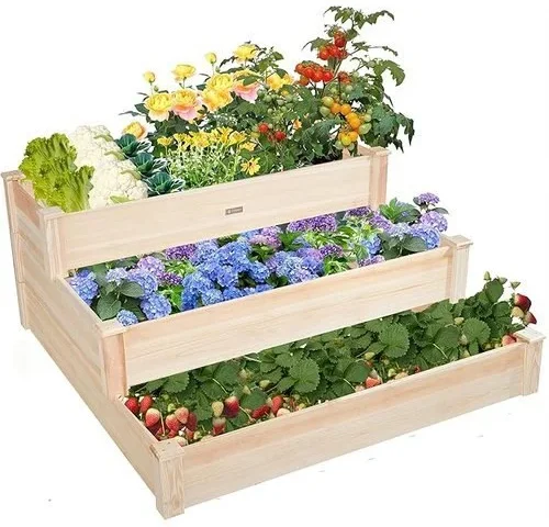 Zsywodfo 3-tier Raised Garden Bed Wood Elevated Planter Box 3