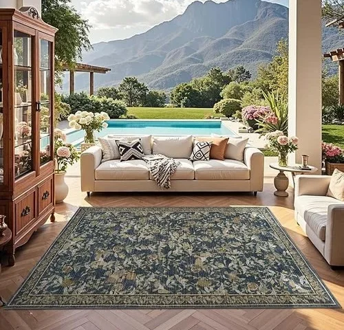 Jinchan Floral Area Rug 5×7 Washable Vintage Soft Non-slip Distressed