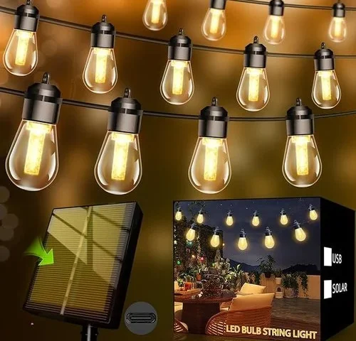 Solar Lights Outdoor Waterproof Ip67 With 15 Led Shatterproof Edison