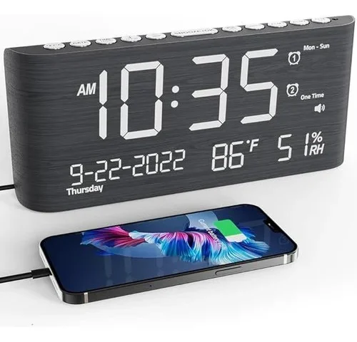 Wooden Digital Alarm Clocks For Bedrooms Bedside Desk Clock With