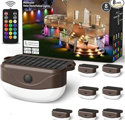 Solar Fence Lights With Remote Control 50ft 15 Multi Colors