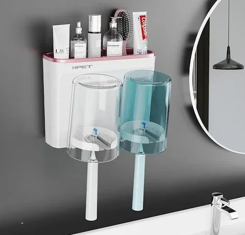 Npet Multi-functional Bathroom Accessories Set – 2 Cup Wall Mounted