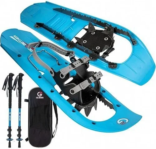 G2 25 Inch Mountain Terrain Snowshoes With Trekking Poles Set