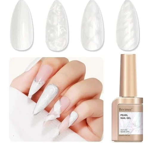 Bevimee Pearl Gel Nail Polish 12ml Pearl White Mermaid Iridescent