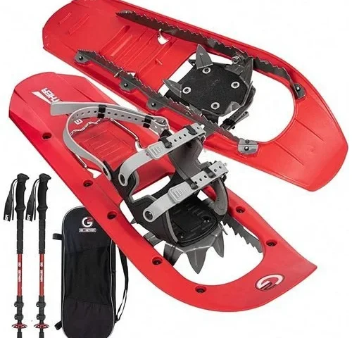 G2 23 Inch Mountain Terrain Snowshoes With Trekking Poles Set