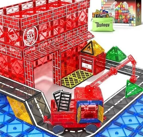 Magnetic Tiles Road Set With Magnetic Crane Edition Magnet Building