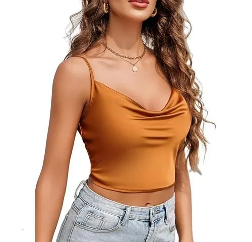 Avidlove Womens Silk Satin Camisole Y2k Tank Top Cowl Neck