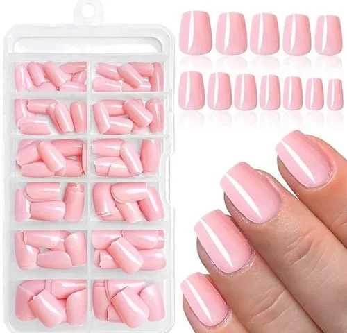 Lifextol 120pc Pink Coffin Press On Nails Short Fake Nails