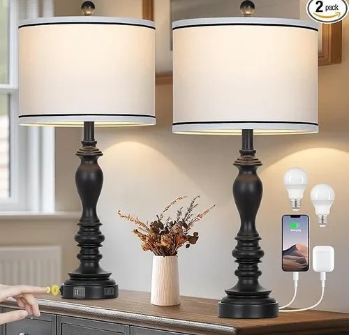 27 5 Farmhouse Table Lamp For Living Room Black Lamps