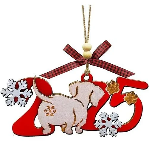 Dachshund Ornament Funny Christmas Ornaments 2025 Wooden Weiner Dog Ornament