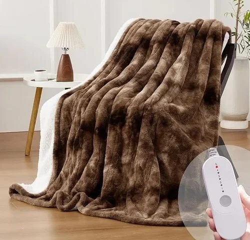 Hyleory Faux Fur Throw Heated Blanket 50 X60 – Soft