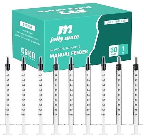 Jollymate 50 Pack 1ml Syringes For Liquid 1cc Oral Syringes