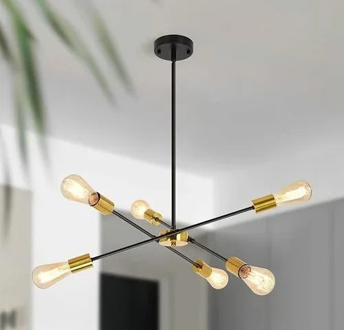 Tynewrgy 23 Black And Gold Sputnik Chandelier – 6-light Mid-century