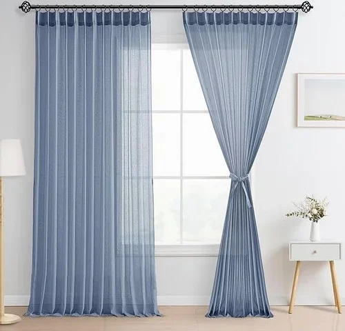 Hiasan Faux Linen Pinch Pleated Curtain 96 Inches Long For
