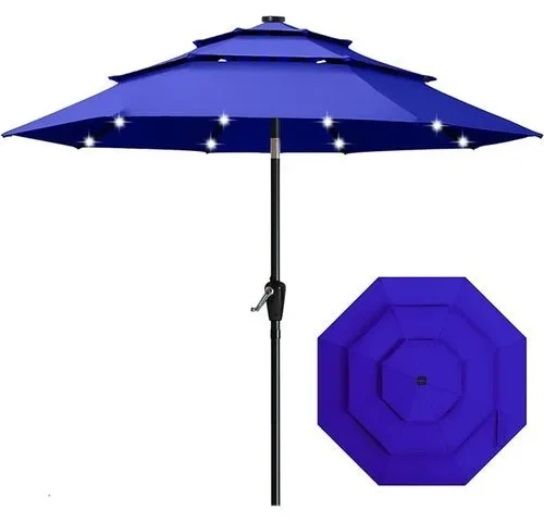 Abccanopy 3-tiers 11ft Solar Patio Umbrella Outdoor Umbrella With 32
