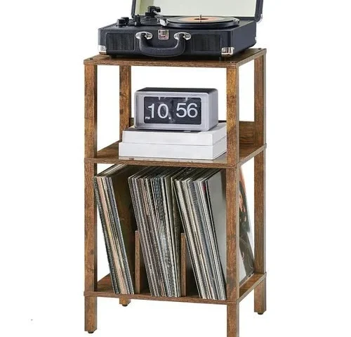 Lelelinky Record Player Stand 3 Tier End Table With Vinyl