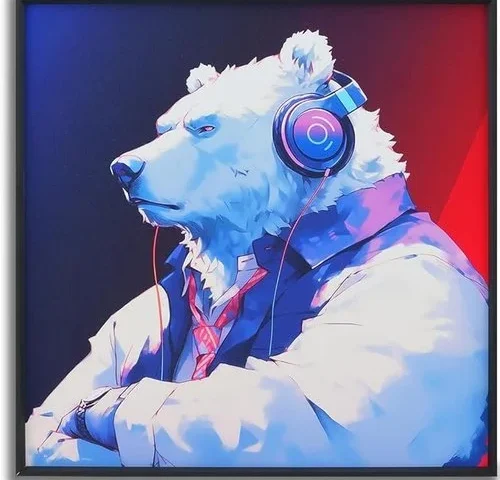 Hoauracasa Polar Bear Animal Cuadros Decorativos Reddish-blue Framed Wall Art