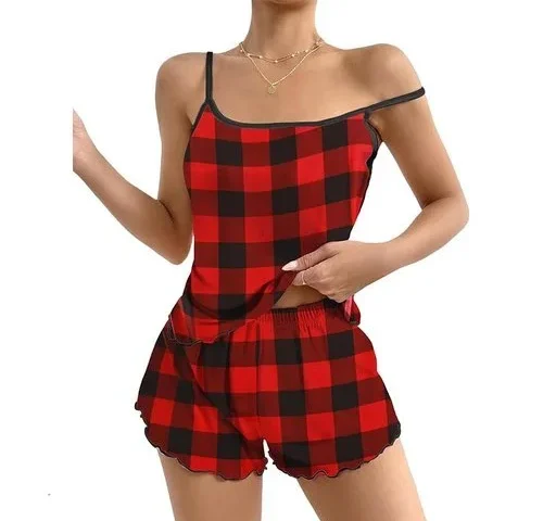 Gemlon Cami Pajama Set For Women Cute Print Sleepwear Camisole