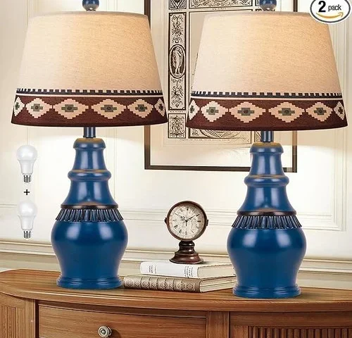 Hamucd Farmhouse Rustic Table Lamps Set Of 2 For Living