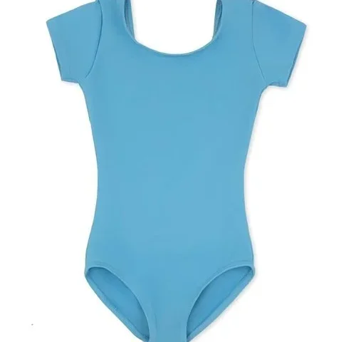 Capezio Girls Team Basic Short Sleeve Athletic Leotards Light Blue