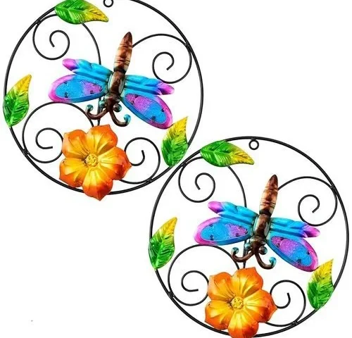 Jusimux 2 Pack The Lovely Round Metal Glass Dragonfly And