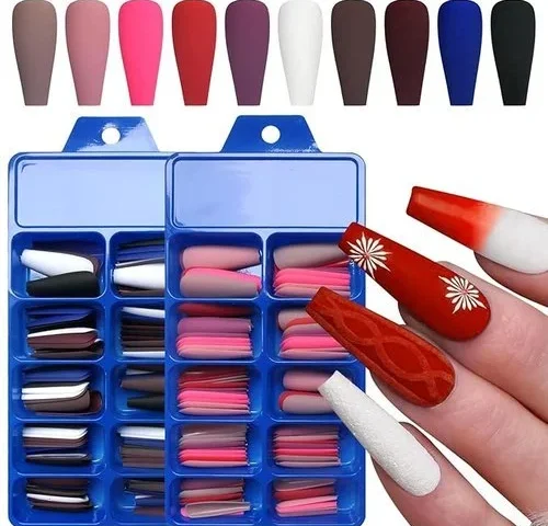Loveourhome 200pc Matte Press On Nails Coffin Long Fake Nails