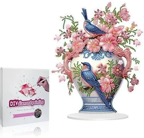 Koikify Diamond Painting Desktop Ornament Flower Bird Bottle Stand Up