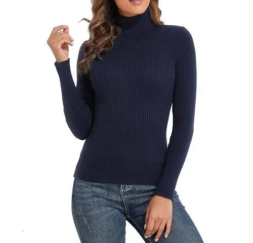 Kayamiya Fall Ribbed Sweaters For Women Long Sleeve Turtleneck Knit